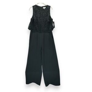 NWT‎ TAHARI Women's Jumpsuit Sleeveless Straight Leg Black Size 10 MSRP $139